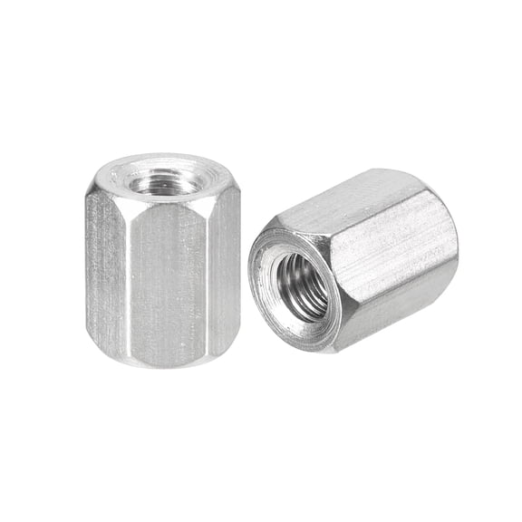 M6 x 1-Pitch 15mm Length Coupling Nuts, 15pcs 304 Stainless Steel Nuts