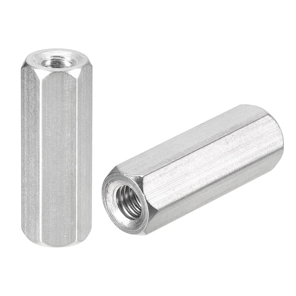 M6 x 1-Pitch 35mm Length Coupling Nuts, 4 Pack 304 Stainless Steel Metric Hex Rod Coupling Nuts