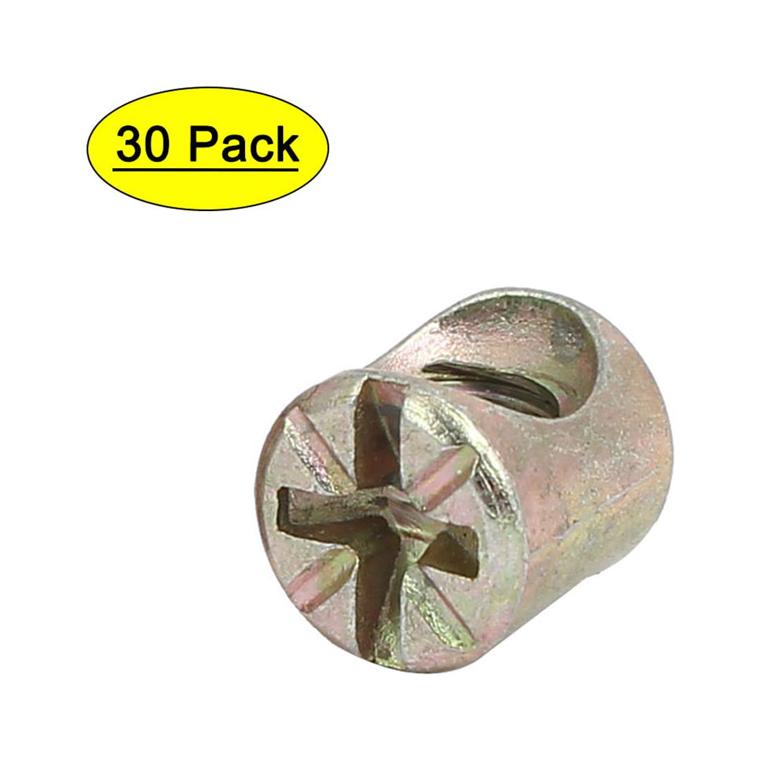 M6 x 10mm Cross Dowel Slotted Metal Barrel Nuts (30pack)
