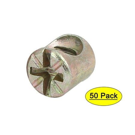 M6 x 10mm Cross Dowel Slotted Nuts 50Pcs for Furniture Bed Chair