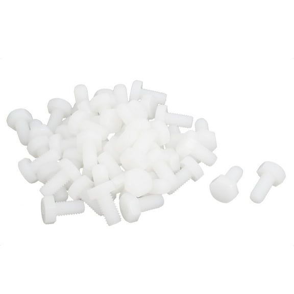 M6 x 12mm Full Thread 1mm Pitch Nylon Metric Hex Head Cap Screw Bolt 50 Pcs