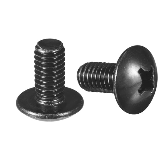 M6 x 12mm Truss Head Phillips Machine Screws, 304 Stainless Steel 18-8, Black Oxide, 25pack