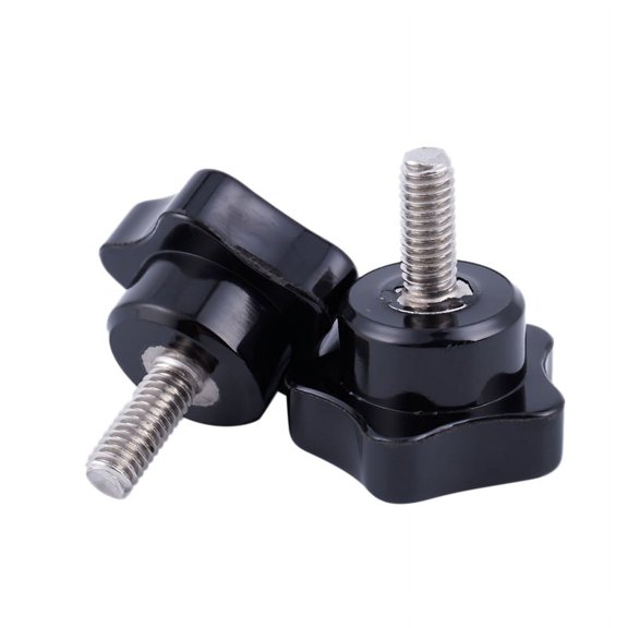 HOT M6 x 15mm Male Thread Screw Star Locking Handle Black 2 Pcs