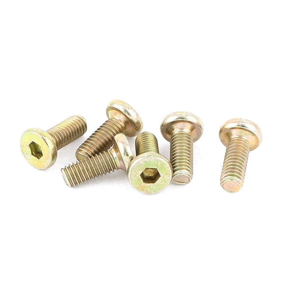 M6 x 15mm Hex Socket Head Cap Screws, 6-Pack Bronze Tone Round Head Bolts, M6 Metal Fasteners for Furniture Repair and Machinery