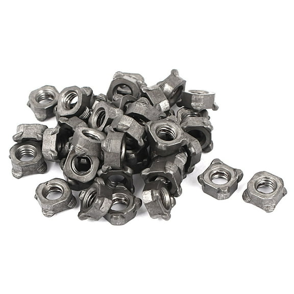 M6 x 1mm Pitch Female Threaded Carbon Steel Square Weld Nuts DIN 928 40pcs