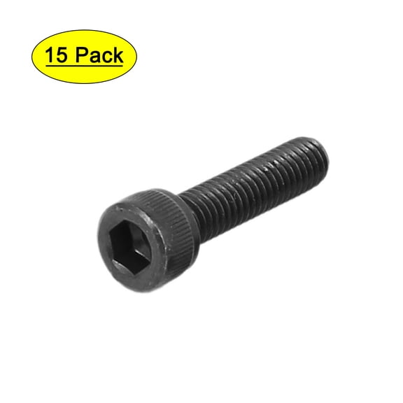 M6 x 25mm Alloy Steel Bolt Cap Point Hex Socket Head Screws Black 15PCS