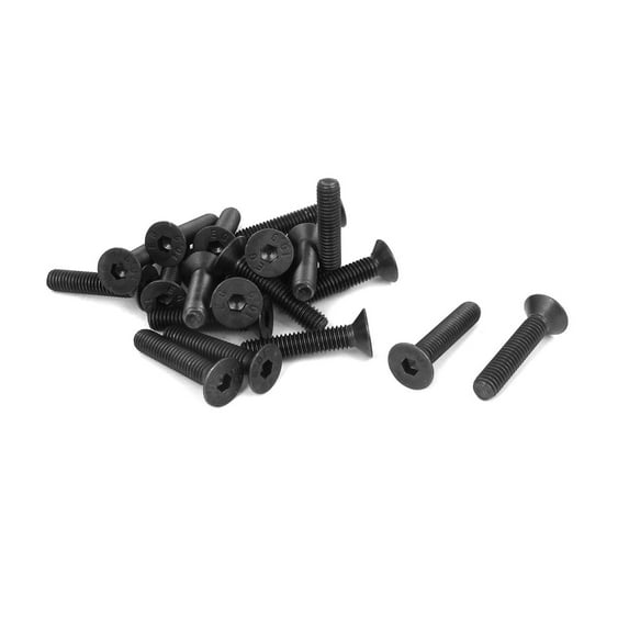 M6 x 30mm Metric Hex Socket Alloy Steel Countersunk Flat Head Screw Bolts Black 20PCS