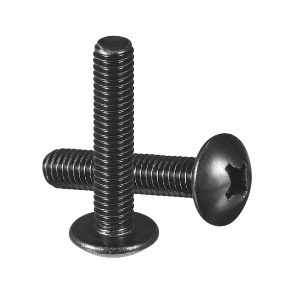 M6 x 30mm Truss Head Phillips Machine Screws, 304 Stainless Steel 18-8, Black Oxide, 15pack