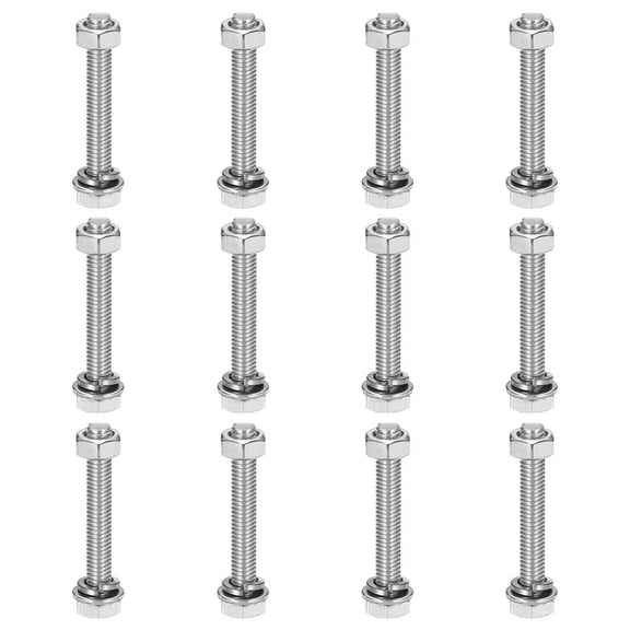 M6 x 40mm 304 Stainless Steel Hex Head Screws Bolts, Nuts, Flat & Lock Washers Assortment Kit, 12 Sets