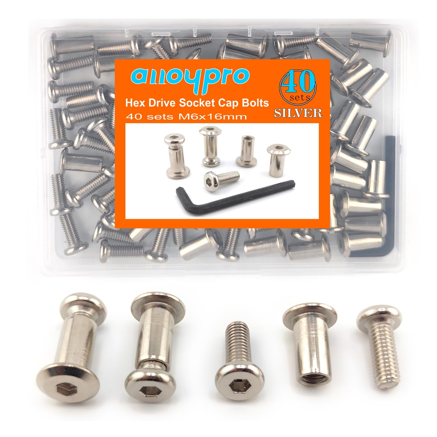 Uxcell M6x16mm Hex Socket Machine Screws - Zinc Plated Carbon Steel Fasteners, 10-Pack