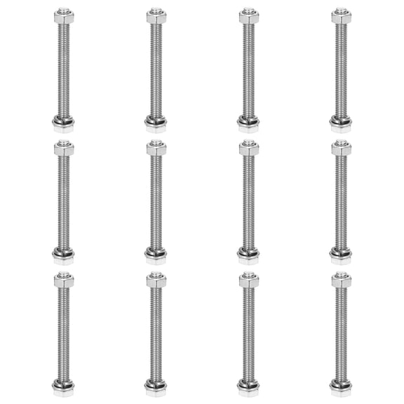 M6 x 60mm 304 Stainless Steel Hex Head Screws Bolts, Nuts, Flat & Lock Washers Assortment Kit, 12 Sets