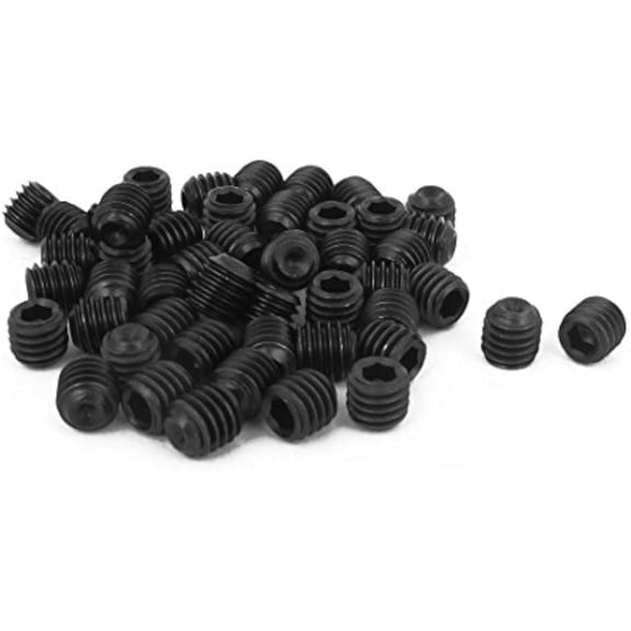 M6 x 6mm Hex Socket Set Cup Point Grub Screws Black 50pcs