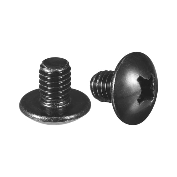 M6 x 8mm Truss Head Phillips Machine Screws, 304 Stainless Steel 18-8, Black Oxide, 15pack