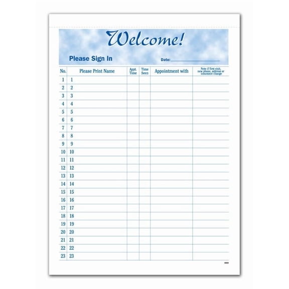 M6060 HIPAA Compliant Security Sign in Sheets 8 1/2 x 11 5/8"