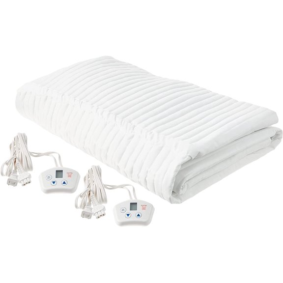 M60Fld Queen Two Controls Heated Mattress Pad, 60-Inch by 80-Inch, White, Queen-Standard-Dual
