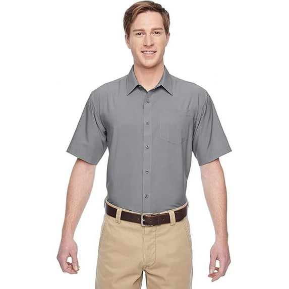 M610S Harriton Men's Paradise Short-Sleeve Performance Shirt Dark Grey XS