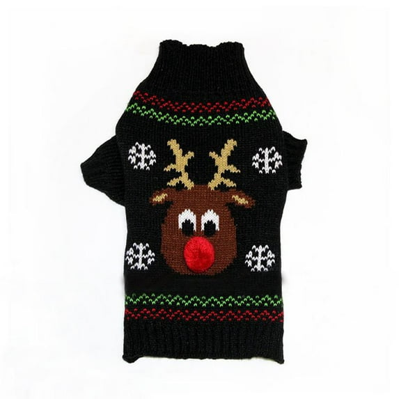 M64 New Christmas red-nosed elk Corgi medium and large-sized Golden Retriever Samoyed big dog sweater Christmas clothes (black,XXL)