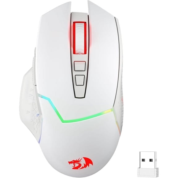 M690 PRO Wireless Gaming , 8000 DPI Wired/Wireless Gamer w/Rapid Fire Key, 8 Macro Buttons, Ergonomic Design for PC/Mac/Laptop, White