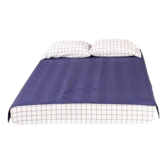 M6V-2022107827 Thomas Payne Microfiber 3-In-1 Tuck Bedding Set - Navy Check - Size King