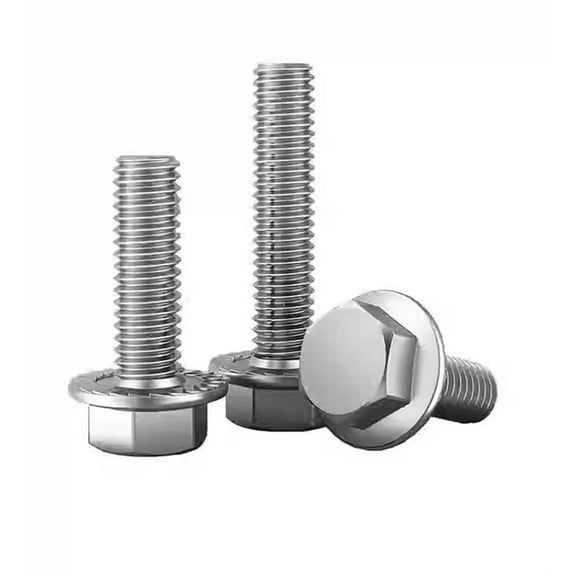 M6X70(5pcs)Serrated Flange Hex Head Bolts Screws, 304 Stainless Steel 18-8, Fully Threaded,Hex Head Bolts Screws