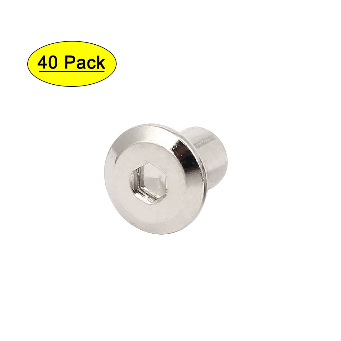 M6x10mm Female Thread Hex Socket Head Nut Furniture Fittings 40pcs