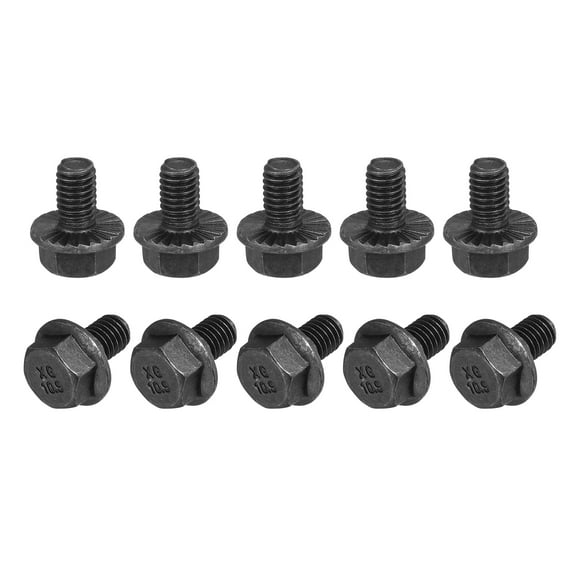 M6x10mm Hex Serrated Flange Bolts 10.9 Grade Carbon Steel Screws 40 Pack