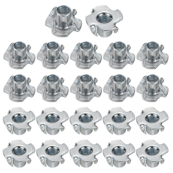 M6x10mm T-Nuts 4 Pronged 0.69" x 0.39" Tee Nut Carbon Steel Fully Thread 50packs