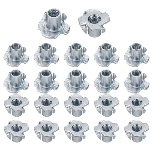 M6x11mm T-Nuts 4 Pronged 0.69" x 0.43" Tee Nut Carbon Steel Fully Thread 50packs