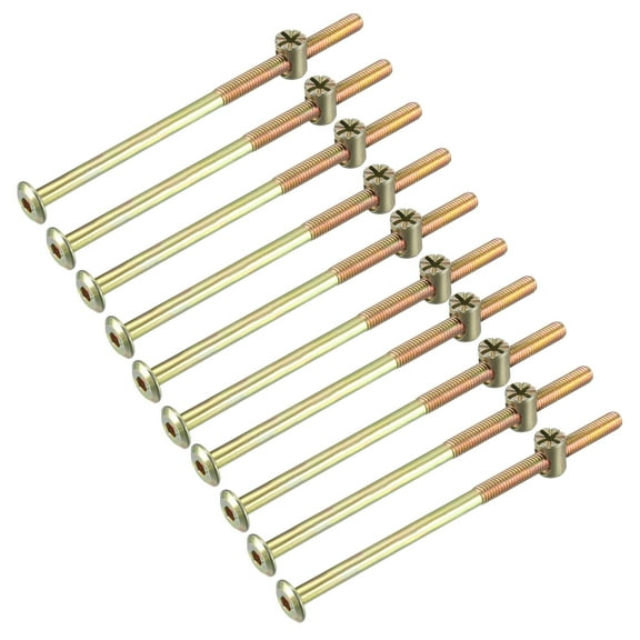 M6x120mm Furniture Bolt Nut Set Carbon Steel Zinc Plated 10 Sets