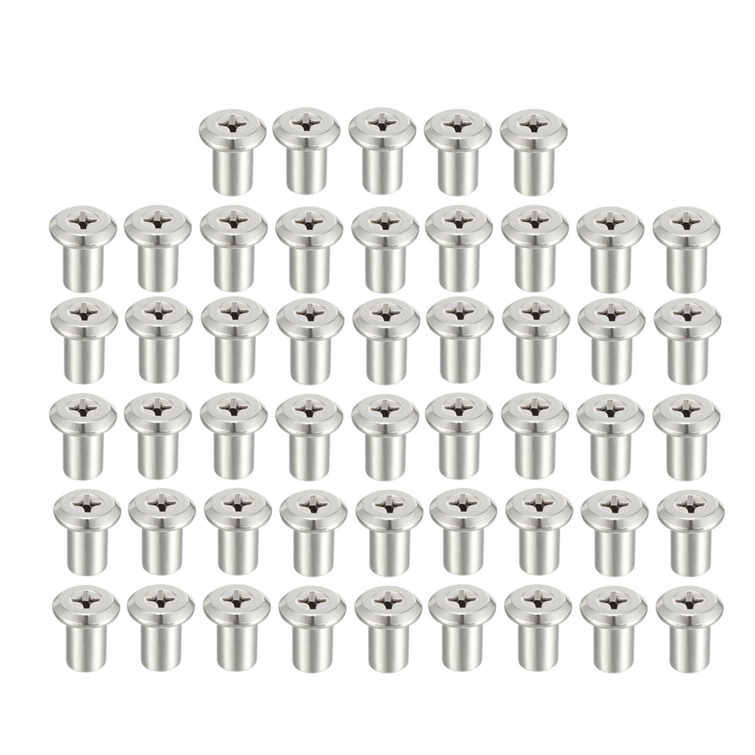 M6x12mm Rivet Head Insert Nut Screw Post Nickel Plated Iron 50Pcs