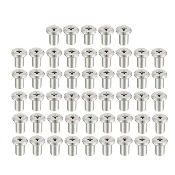M6x12mm Rivet Head Insert Nut Screw Post Nickel Plated Iron 50Pcs
