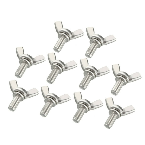 M6x12mm Wing Butterfly Screw 1mm Pitch Carbon Steel Silver Tone 10pcs
