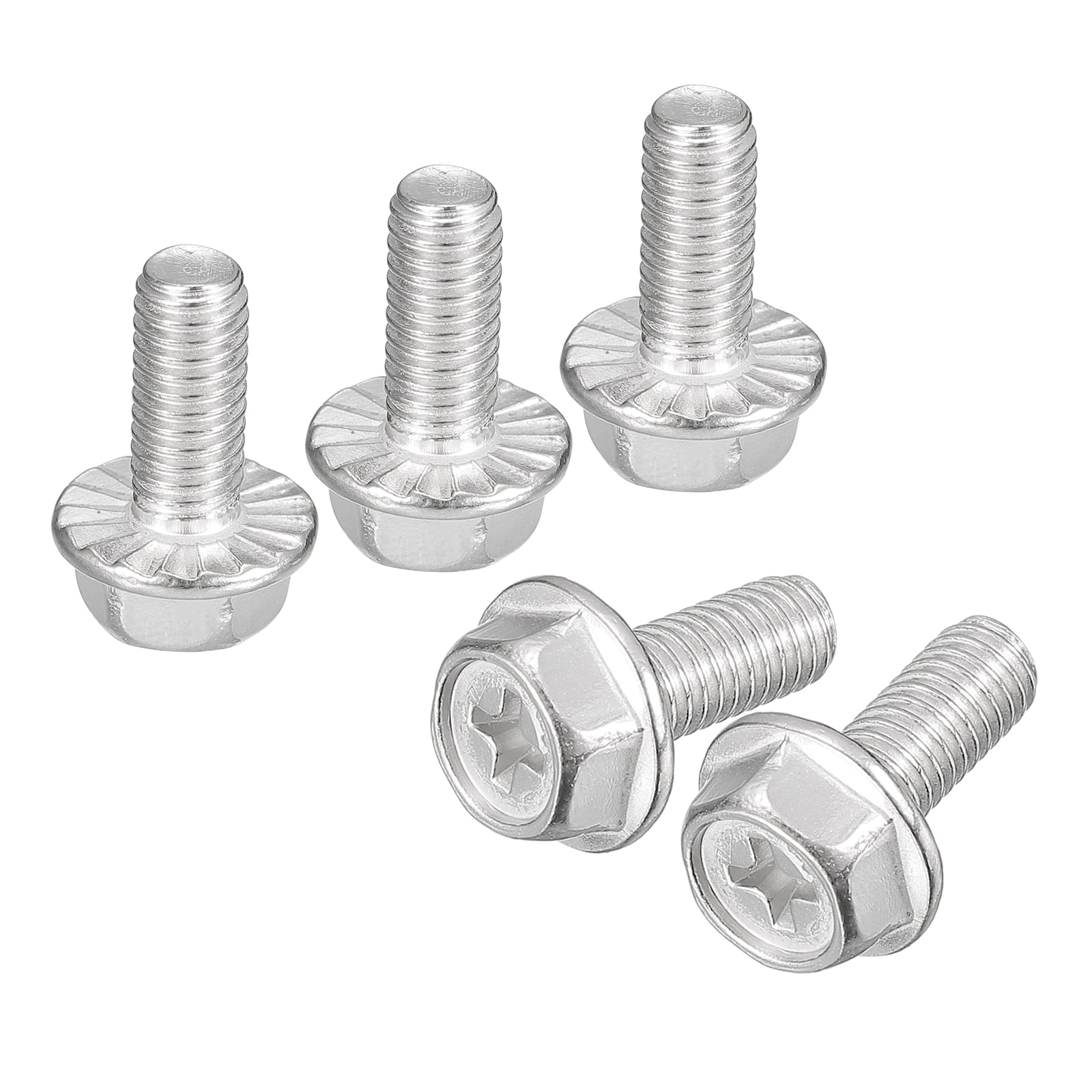 M6x14mm Phillips Hex Head Flange Bolts, 10 Pack 304 Stainless Steel Screws 