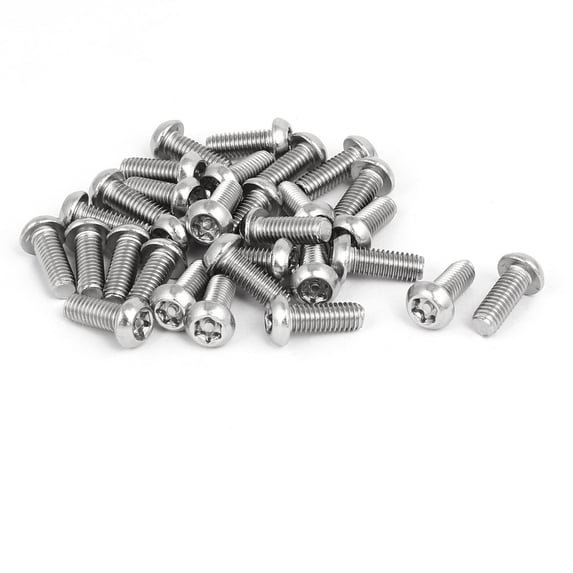 M6x16mm 304 Stainless Steel Button Head Torx Security Tamper Proof Screws 30pcs