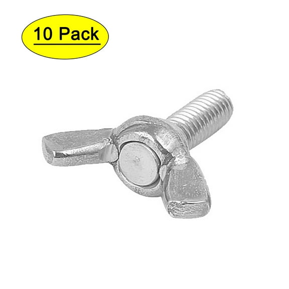 M6x16mm 304 Stainless Steel Wing Butterfly Screw Bolt Silver Tone 10pcs