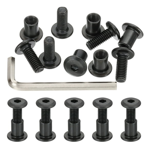 Uxcell Hex Drive Socket Cap Bolt, Chicago Screw Binding Post Screw Carbon Steel Dowel Nut with Hex Wrench Black M6x16mm