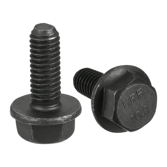 M6x16mm Hex Flange Bolts, 20 Pack 10.9 Grade Carbon Steel Hexagon Head Screws