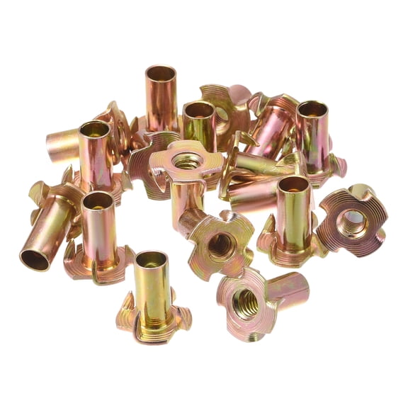 M6x18mm T-Nuts 4 Pronged Tee Nut Carbon Steel Color Zinc Plating 48 Pack
