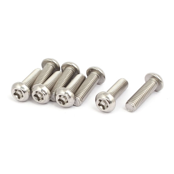 M6x20mm 304 Stainless Steel Button Head Torx Tamper Proof Screws T30 Drive 8pcs