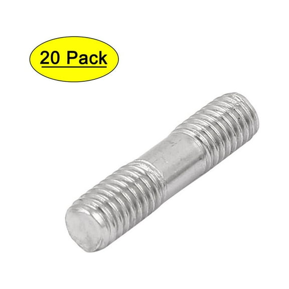 M6x25mm 304 Stainless Steel Double End Threaded Stud Screw Bolt 20pcs