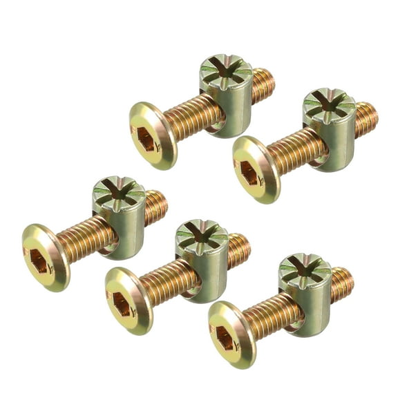 M6x25mm Furniture Bolt Nut Set Carbon Steel Zinc Plated 5 Sets