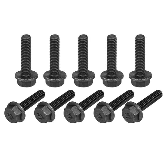 M6x25mm Hex Serrated Flange Bolts 10.9 Grade Carbon Steel Screws 15 Pack
