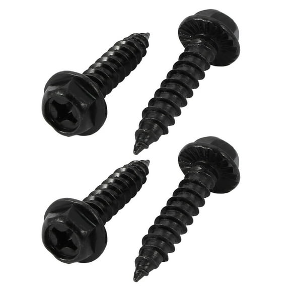 M6x30mm Iron Zinc Plated Self-Tapping Hex Flange Drive Blot Screw 4pcs