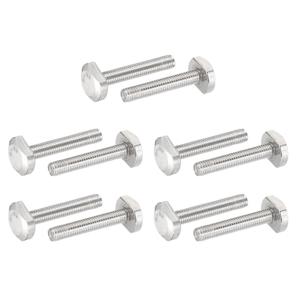 M6x35mm T Slot Bolts 304 Stainless Steel Drop-in Bolt T Shape Stud Sliding Screw, Silver 10 Pcs