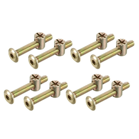 M6x40mm Furniture Bolt Nut Set Carbon Steel Zinc Plated 8 Sets