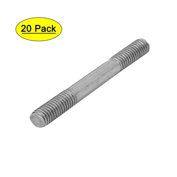 M6x55mm 304 Stainless Steel Double End Threaded Stud Screw Bolt 20pcs