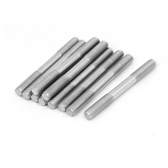 M6x60mm 304 Stainless Steel Double End Threaded Stud Screw Bolt 10pcs