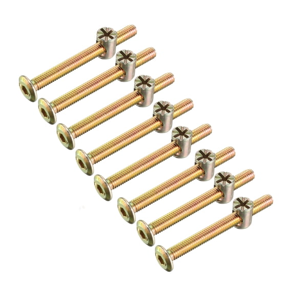 M6x60mm Furniture Bolt Nut Set Carbon Steel Zinc Plated 8 Sets