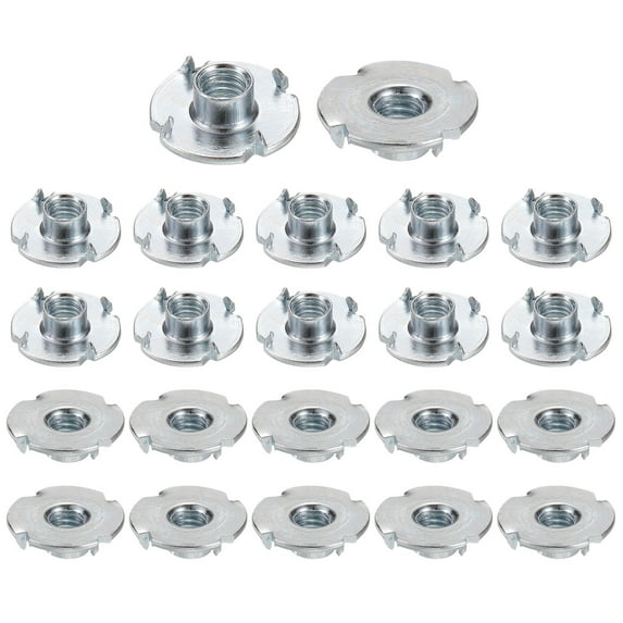 M6x6mm T-Nuts 4 Pronged 0.75" x 0.24" Tee Nut Carbon Steel Fully Thread 50packs