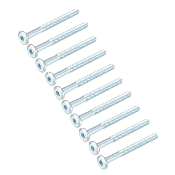 M6x70mm Furniture Screw Hex Socket Cap Machine Screws Zinc Plated Fasteners Bolts Half Thread Carbon Steel 10 Pcs